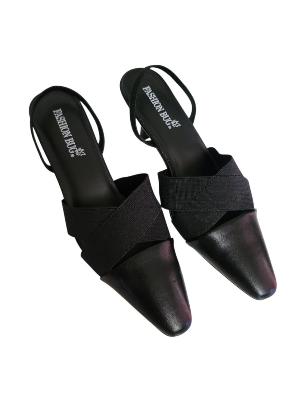 Vintage Fashion Bug Women’s Black Sling Back Pointed Toe Heeled Shoes Size 7.5 M